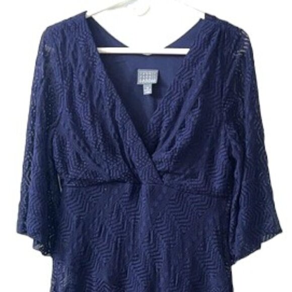 Rabbit Rabbit Rabbit Women's Navy Blue Lace Dress Elbow Length Sleeves Size 12 - Picture 4 of 12